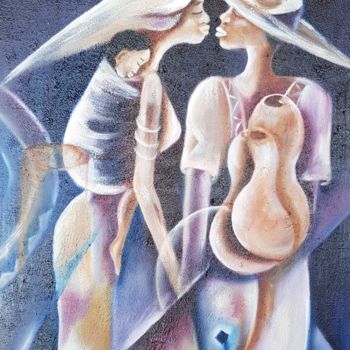 「My family」というタイトルの絵画 Francisca Sales Machado Chica Salesによって, オリジナルのアートワーク, オイル