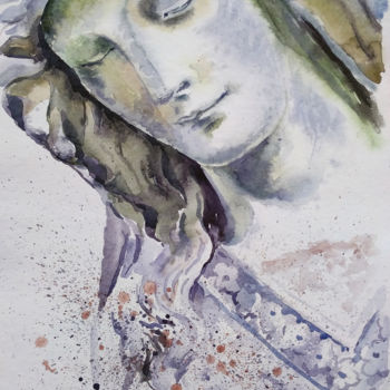 Pintura intitulada "Stone statue" por Olga Larina, Obras de arte originais, Aquarela