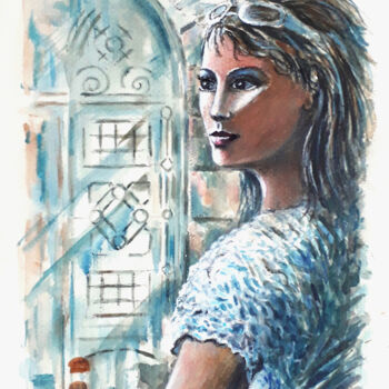 Painting titled "Le temps d'un regard" by Jean-Paul Ramon, Original Artwork, Watercolor