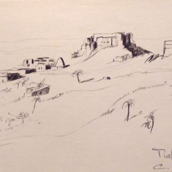 Dessin intitulée "Tialet" par Christiane Seguin, Œuvre d'art originale, Stylo à bille