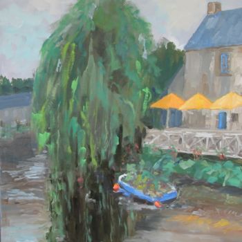 Peinture intitulée "Reflets sur le Trie…" par Chéker, Œuvre d'art originale, Huile Monté sur Châssis en bois