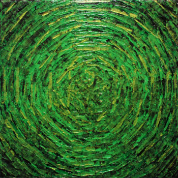 Painting titled "Petit éclat verdoya…" by Jonathan Pradillon, Original Artwork, Acrylic Mounted on Wood Stretcher frame