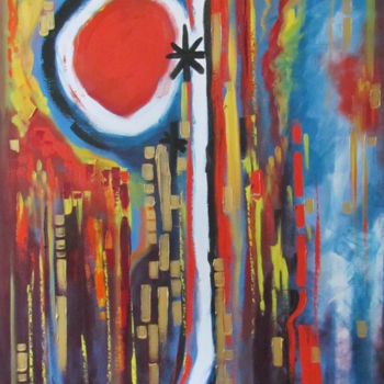 Peinture intitulée ""Étoile Noire de Mi…" par Guy Benson, Œuvre d'art originale, Huile