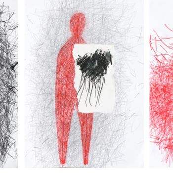 Drawing titled ""triptych" (8-21)" by Giulio Benatti, Original Artwork, Pastel