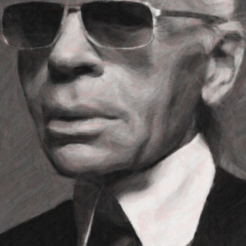 Painting titled "Karl Otto Lagerfeld" by Ievgeniia Bidiuk, Original Artwork, Pastel