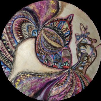 Peinture intitulée "Large modern round…" par Anastasia Lesyuk, Œuvre d'art originale, Acrylique Monté sur Châssis en bois
