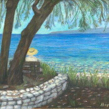Pintura intitulada "Sea view" por Marina Petsali, Obras de arte originais, Pastel
