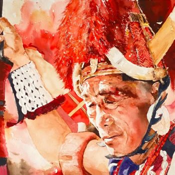 Schilderij getiteld "NAGA PRIDE" door Abhishek Deheriya, Origineel Kunstwerk, Aquarel