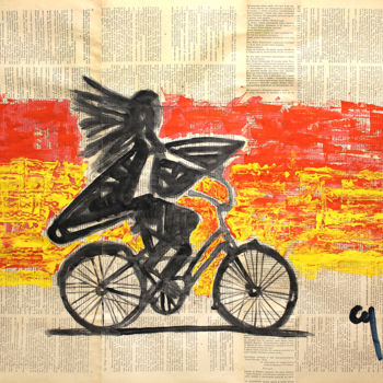 Pittura intitolato "Bike Ride." da Marat Cherny, Opera d'arte originale, Gouache