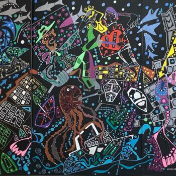 Peinture intitulée "SETE triptyque" par Mike Jacobs, Œuvre d'art originale, Acrylique