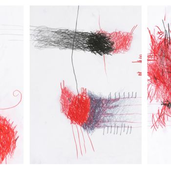 Drawing titled ""Triptych" (19-7-21)" by Giulio Benatti, Original Artwork, Pastel