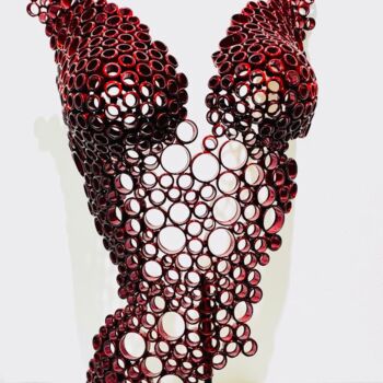 Scultura intitolato ""Flamme candy" Bust…" da Yohan Plu, Opera d'arte originale, Metalli