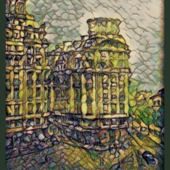 Painting titled "Old Town" by Florian T, Original Artwork, Pastel