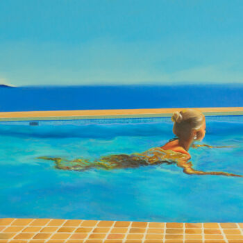 Painting titled "Another day" by Elena Kurochko, Original Artwork, Oil Mounted on Wood Stretcher frame