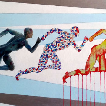 Pittura intitolato "RUNNER" da Vincenzo Squillacioti, Opera d'arte originale, Tempera