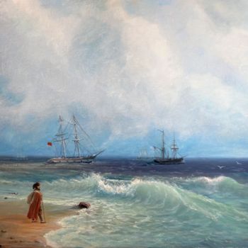 Malarstwo zatytułowany „The sea shore” autorstwa Lusie Schellenberg, Oryginalna praca, Olej