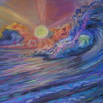 "Sunset in blue waves" başlıklı Resim Svetlana Gudilova tarafından, Orijinal sanat, Pastel
