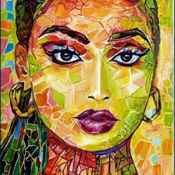Painting titled "Silent Lady" by Ibolya Való, Original Artwork, Acrylic Mounted on Wood Stretcher frame
