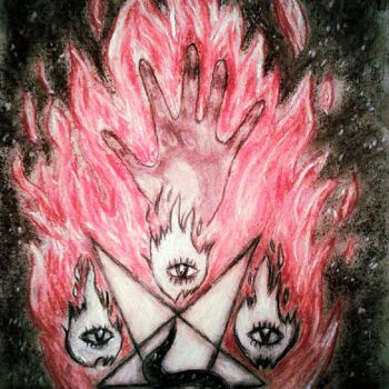 Drawing titled "Three Eyes-Sigil of…" by Karolina Ingo (Karolina Navi -Ingo), Original Artwork, Pastel