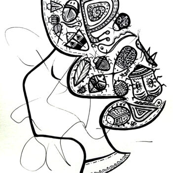 Dibujo titulada "In my head..." por Tetiana Kramarenko, Obra de arte original, Rotulador