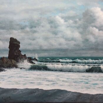 Schilderij getiteld ""Iceland. Djupalons…" door Zigmars ''Sigmar'' Grundmanis, Origineel Kunstwerk, Olie