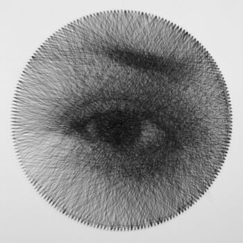 Ζωγραφική με τίτλο "The Eye String Art…" από Andrey Saharov, Αυθεντικά έργα τέχνης, Νήμα
