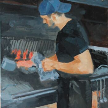 Peinture intitulée "Alexandre à la Rôti…" par Chéker, Œuvre d'art originale, Huile Monté sur Châssis en bois