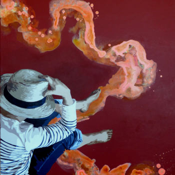 Painting titled ""rouges tapants"" by Sandrine Gergaud, Original Artwork, Acrylic Mounted on Wood Stretcher frame