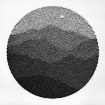 Painting titled "Moonlit Mountain La…" by Andrey Saharov, Original Artwork, String Art