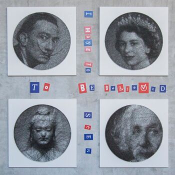 Collages getiteld "Four" door Andrey Saharov, Origineel Kunstwerk, Draad