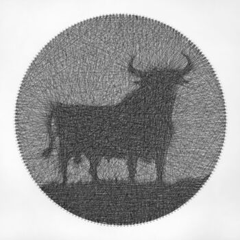 Schilderij getiteld "Taurus String Art /…" door Andrey Saharov, Origineel Kunstwerk, Draad