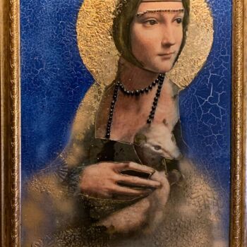 「CECILIA WITH ERMINE」というタイトルのコラージュ Natali Shepelevaによって, オリジナルのアートワーク, コラージュ