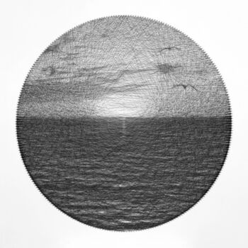 Ζωγραφική με τίτλο "Sunset seascape aft…" από Andrey Saharov, Αυθεντικά έργα τέχνης, String Art
