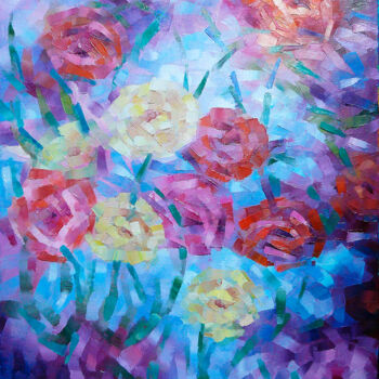 Peinture intitulée "Water roses" par Lana Light S., Œuvre d'art originale, Huile