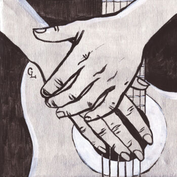 「Guitarist's hands」というタイトルの絵画 Galina Lyutaevaによって, オリジナルのアートワーク, アクリル