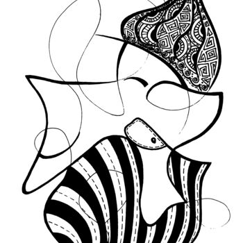 Dibujo titulada "Kindred spirits" por Tetiana Kramarenko, Obra de arte original, Rotulador