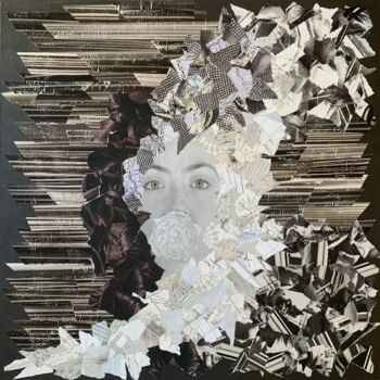 Collagen mit dem Titel "Masked" von Sheryl Goodman, Original-Kunstwerk, Collagen