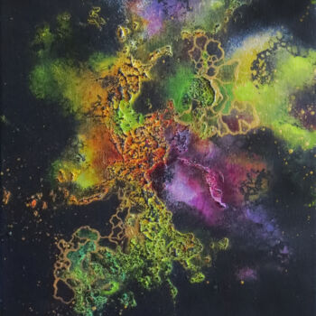 Schilderij getiteld "Nebulae" door Thaïs, Origineel Kunstwerk, Acryl Gemonteerd op Frame voor houten brancard
