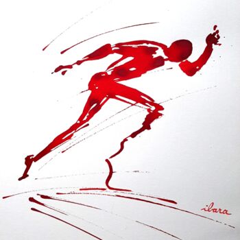 Dessin intitulée "Handisport N°5" par Henri Ibara, Œuvre d'art originale, Encre