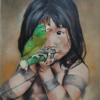 Painting titled "Amazonien" by Patricia Rospert, Original Artwork, Oil