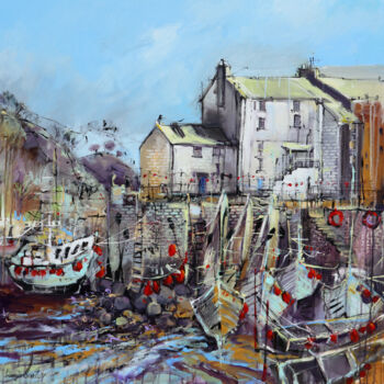 제목이 "Polperro, Cornwall…"인 미술작품 Irina Rumyantseva로, 원작, 아크릴 나무 들것 프레임에 장착됨