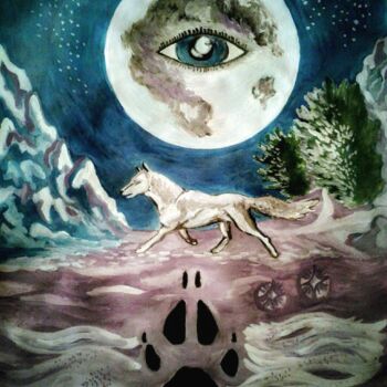 Peinture intitulée "Wolf Trail" par Karolina Ingo (Karolina Navi -Ingo), Œuvre d'art originale, Gouache