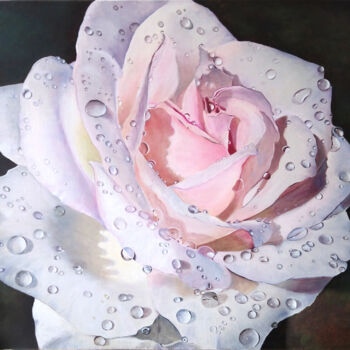 Pittura intitolato "Dew like pearls" da Liubov Samoilova, Opera d'arte originale, Olio Montato su Telaio per barella in legno