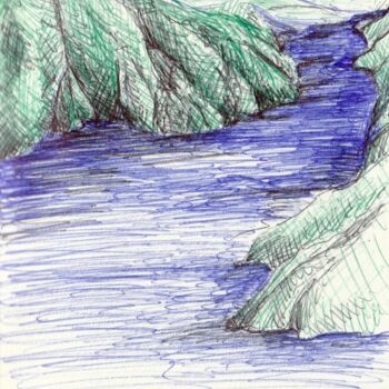 Tekening getiteld "Baie" door Edith Bos Boyer (EDITH DONC), Origineel Kunstwerk, Balpen