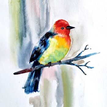 Pittura intitolato "Songbird" da Tata Vo, Opera d'arte originale, Acquarello