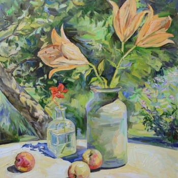 Painting titled "Летний натюрморт" by Dmitry Veltishchev, Original Artwork, Oil
