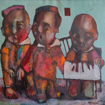 Painting titled "Musicians" by Mihran Manukyan, Original Artwork, Oil