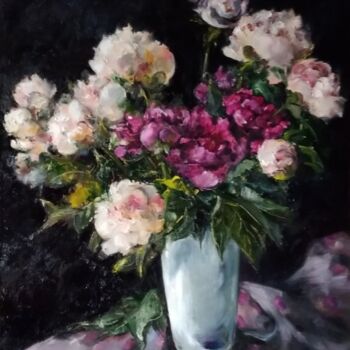 绘画 标题为“Pivoines/Peonies” 由Maria Bel, 原创艺术品, 油 安装在木质担架架上