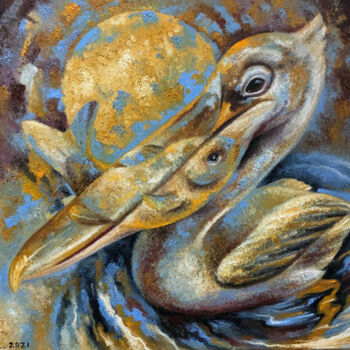 「Pelican Spirit」というタイトルの絵画 Serhii Voichenkoによって, オリジナルのアートワーク, オイル