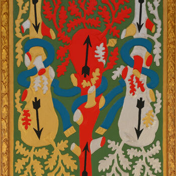Peinture intitulée "Trois de Bâtons" par Marcel Mariono, Œuvre d'art originale, Acrylique